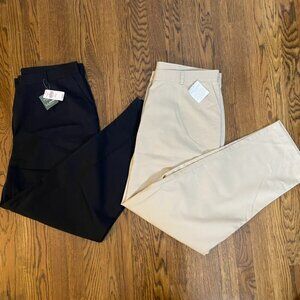 (2) L.L. Bean Original Fit pants 20R black and khaki NWT